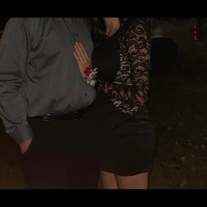 Cute Black Body Con Lace Dress